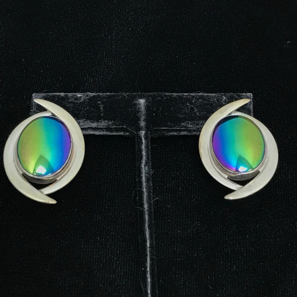 Jay King DTR Sterling Silver Iridescent Rainbow Hematite Stud Earrings 15g